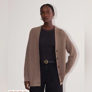 Everlane The Long Cocoon Cardigan - Heather Taupe - Womens Cardigan Sweater - XS